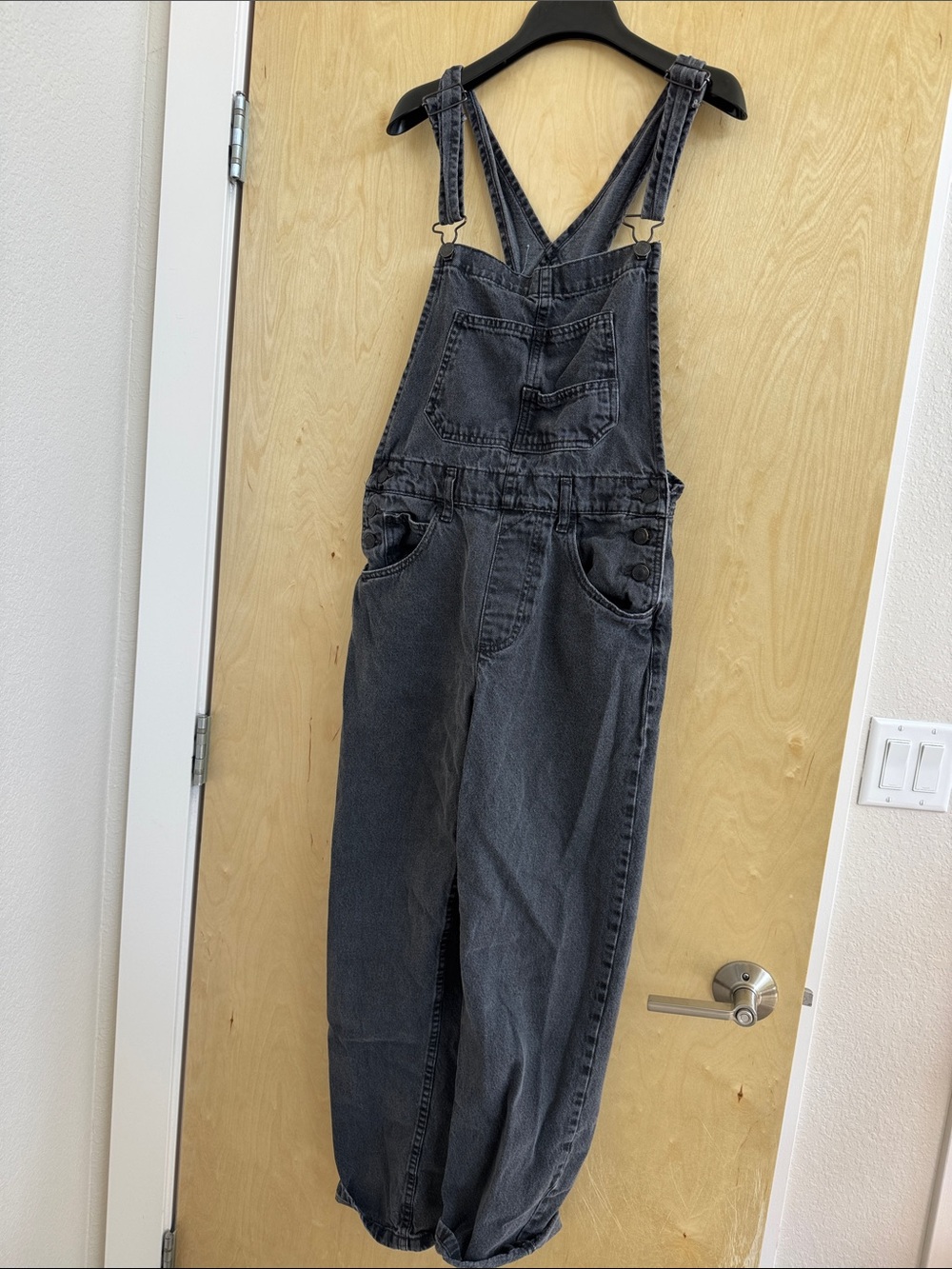 Free People, We The Free Black Denim Overalls XS